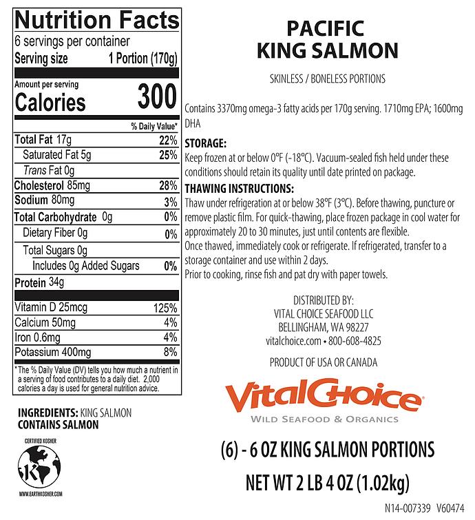 Wild Pacific King Salmon - skinless portions